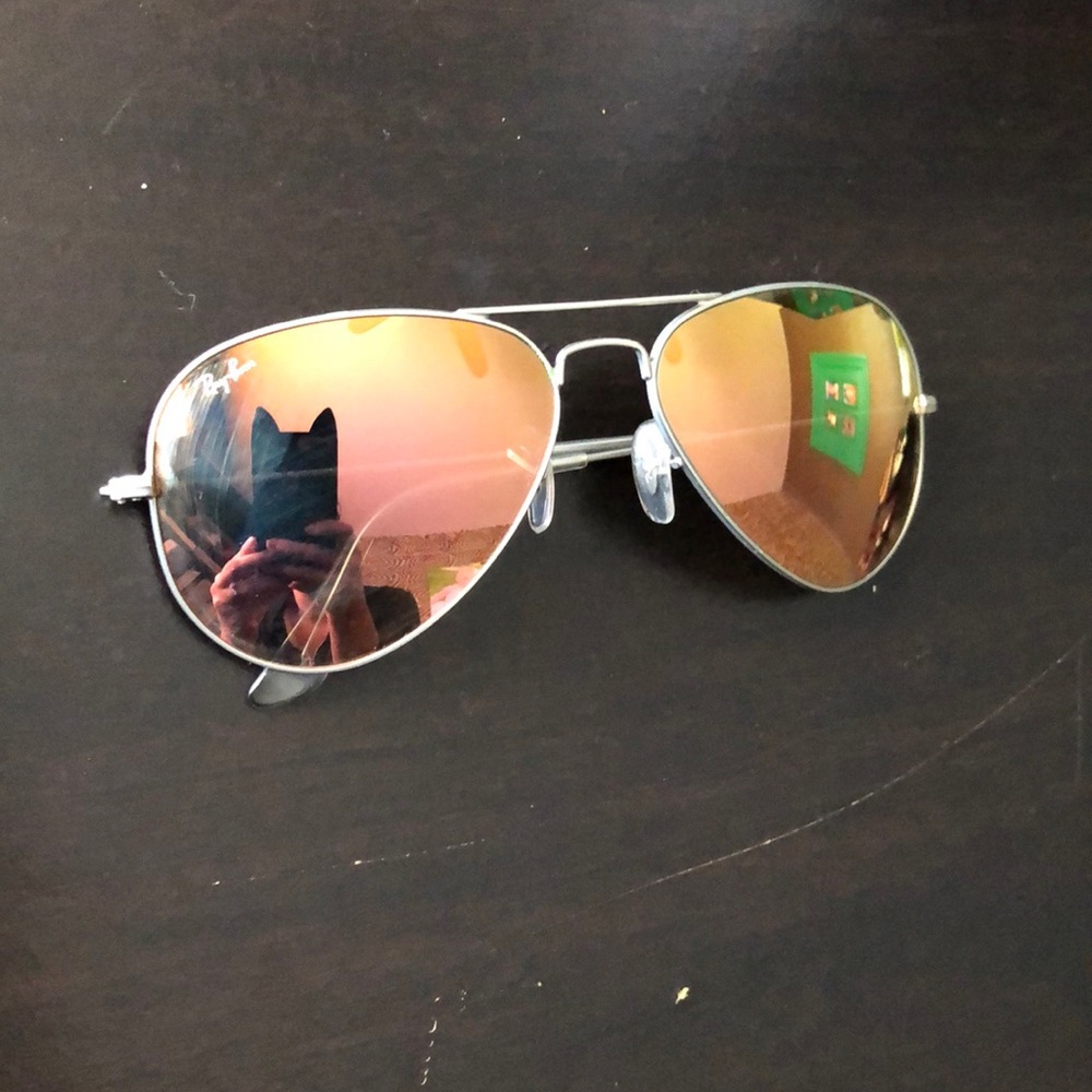 Rose gold aviator ray bans